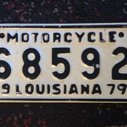 Louisiana Motorcycle License Plate 1979