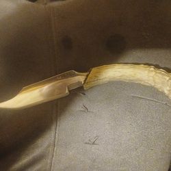 One of a kind aluminum bone handle knife hand made