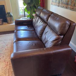 Brown Leather Couch, Electric Reclining
