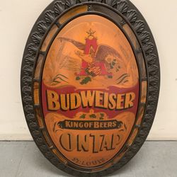 Vintage 70's Budweiser King Of Beers 3D Oval Sign "On Tap" $75.00 OBO