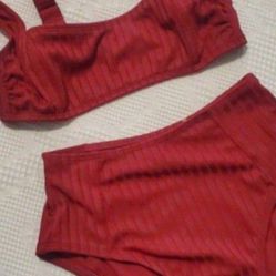 New Red Women's Bathing Suit  - Size Small Top/  X Small Bottom