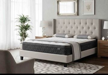 NEW QUEEN SIZE BED WITH MATTRESS AND FREE DELIVERY