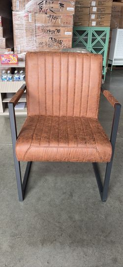 Modern Leather Dining Chairs.  Brown/Beige/ Dark Green