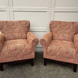 Pair Of 2 Beautiful Paisley Lounge Chairs 