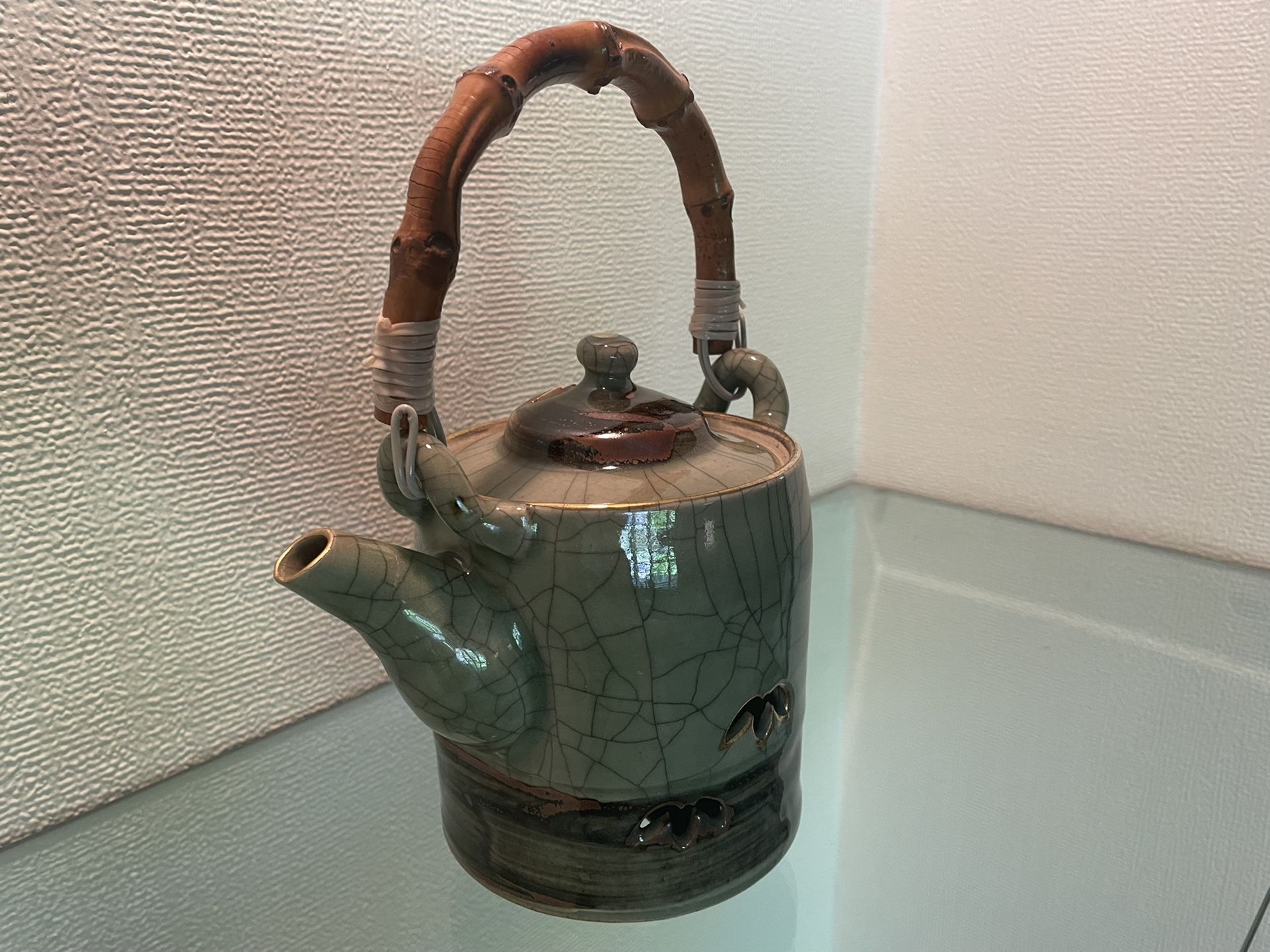 Vintage Japanese Crackled Ceramic Teapot