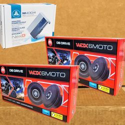 JL Audio Marine 4 Channel Power Amplifier Water Resistant System 6 1/2" 2-Way Coaxial Speaker 700 Watt Package 🚨 Payment Options Available 🚨