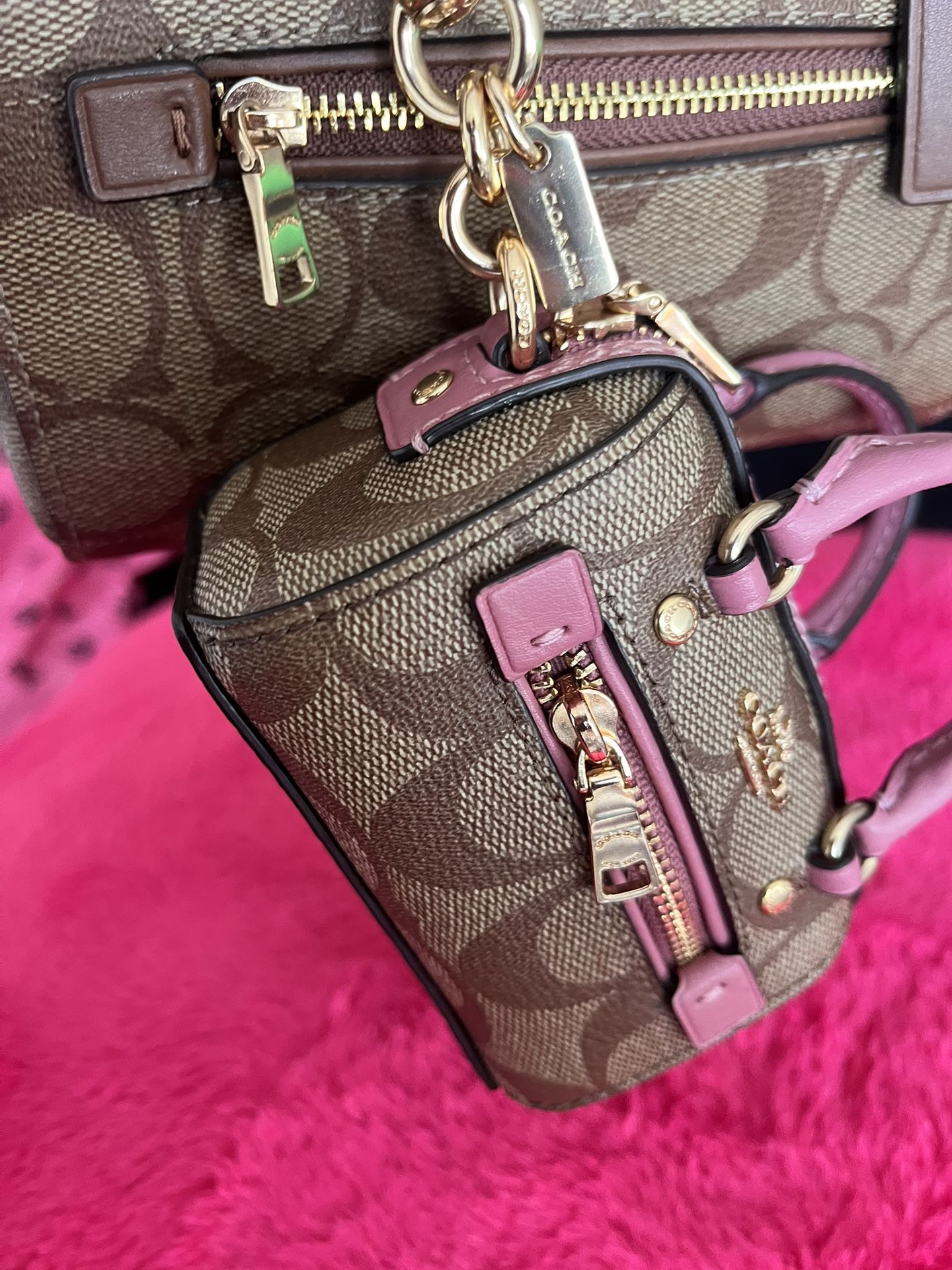Pink Coach Mini Rowan Purse Charm