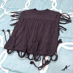 Custom Navy Heather Fringe Tank Top Tribal Style Festival Hippie Boho (S-XXL)