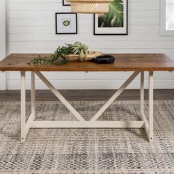 Brennon Solid Wood Trestle Dining Table (rustic Oak) New In 📦