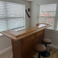 Full Oak Bar with Wine and Glass Storage