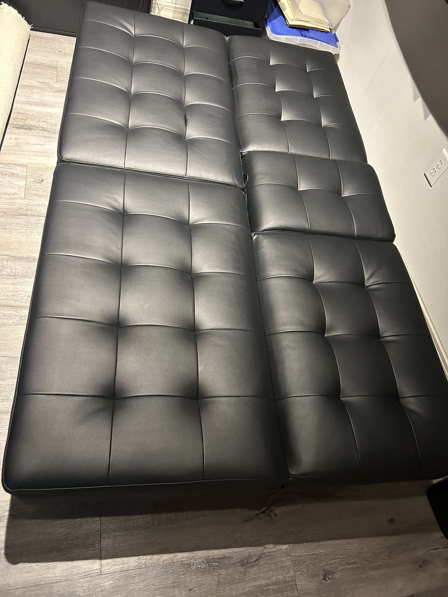 Black Leather Futon 4 Sale