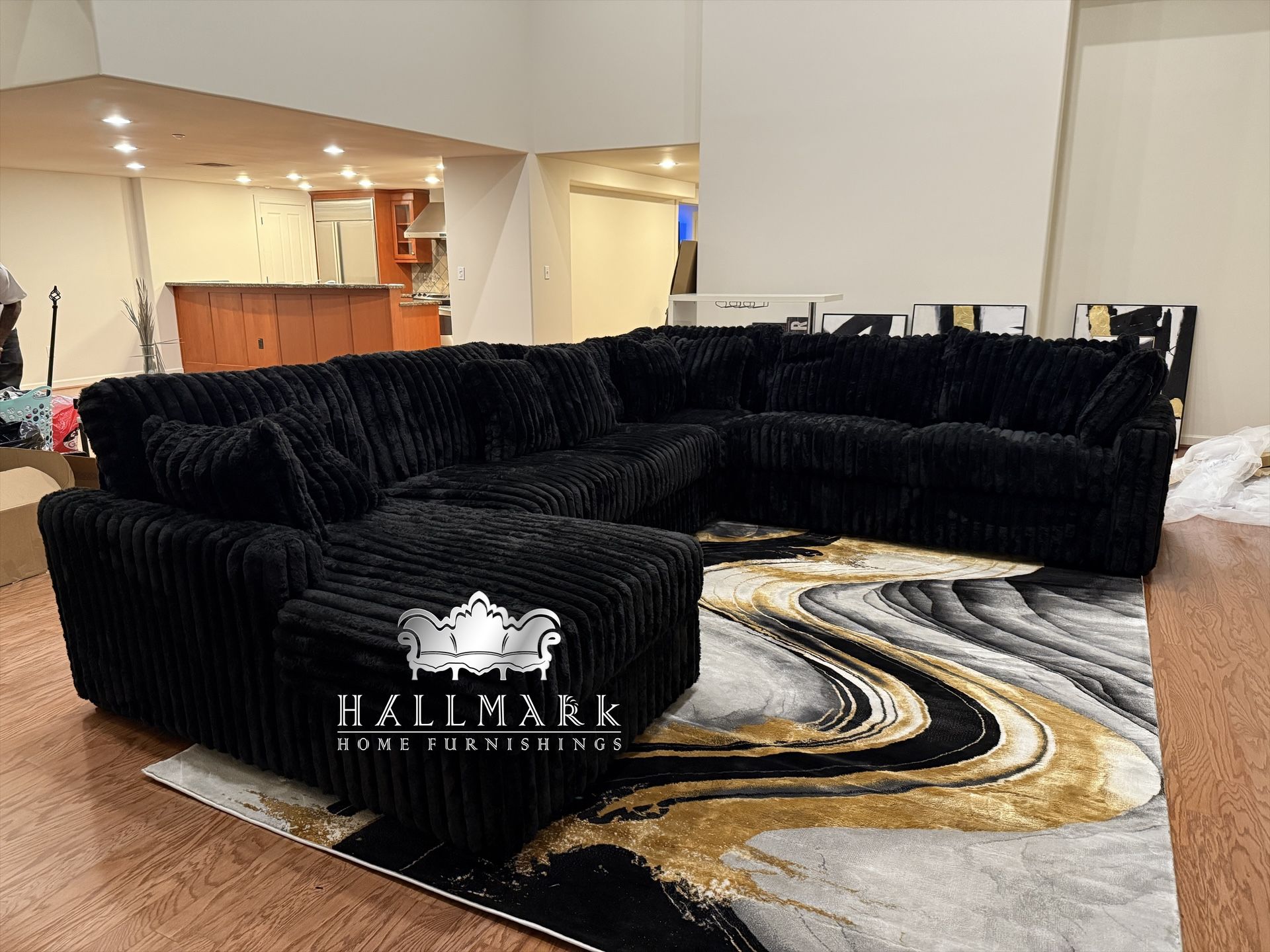 (Back in Stock!) Gorgeous Black Oversized Fluffy Sectionals