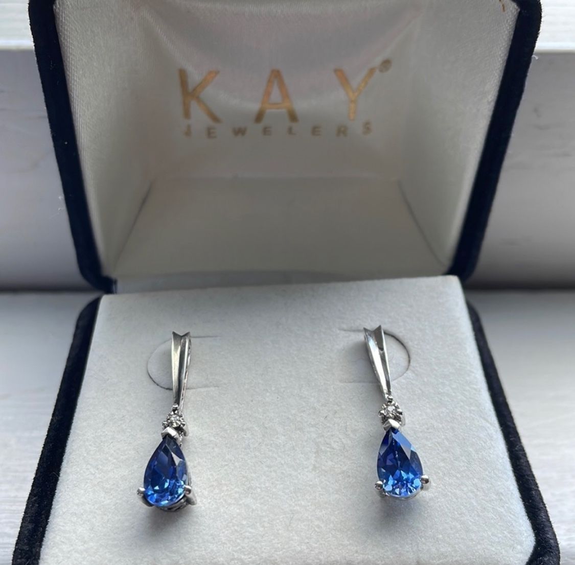 Kay’s Jared sapphire earrings diamond accent silver jewelry