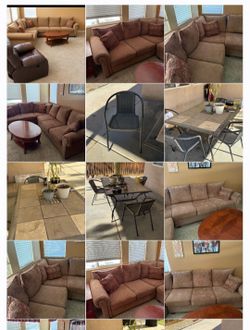 Will Take Best Offers Not Free Patio table and chairs, L _ couch set, coffee table Not for sale