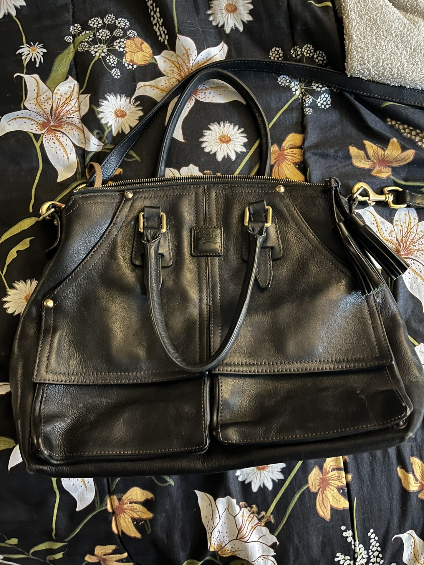 Black Leather Dooney And Burke Purse