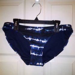 NWT Blue & White Full Coverage Bikini Bottoms Size Large 