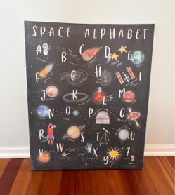 Space themed alphabet canvas   Measures: 29.5 x 23.5 inches