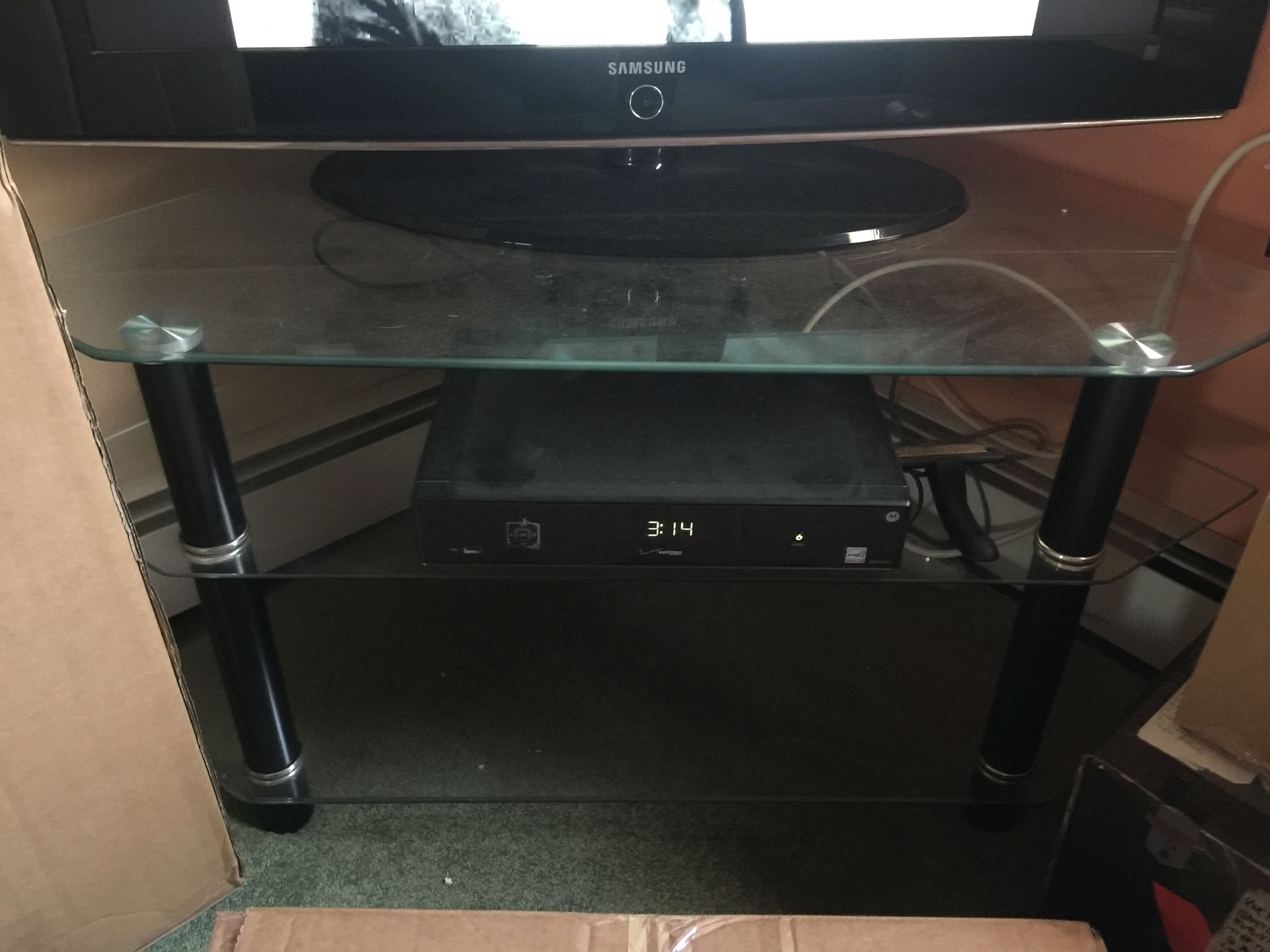 3 Tiered Glass Corner Table TV Stand
