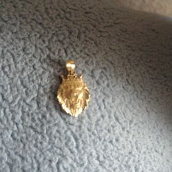14k Gold Pendant Lion Head