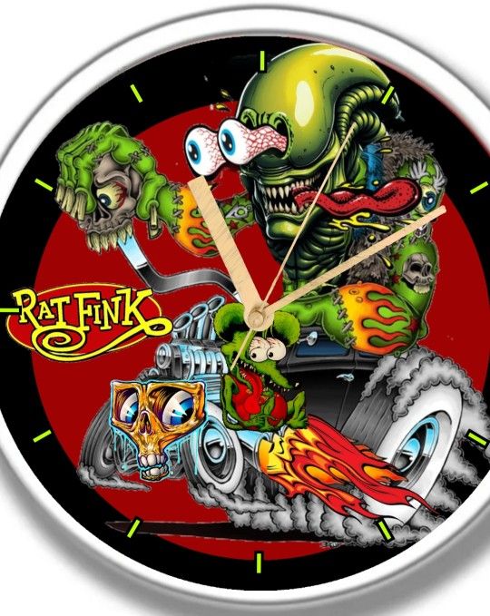 Rat Fink n Alien Fink Clock