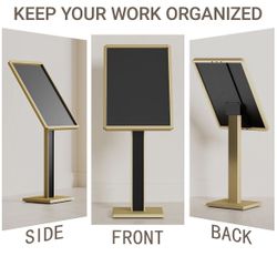 GOLD Display Menu Stand 29x21.6 inch Wide Display Aluminum Pedestal  Floor Standing Top Loading Easy Open Poster Advertisemen Retails $179.99