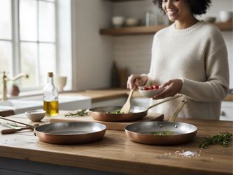 Copper Frying Pan Set Set of 3, 10 inch