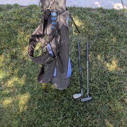 Junior Golf Bag And Two Golf Clubs