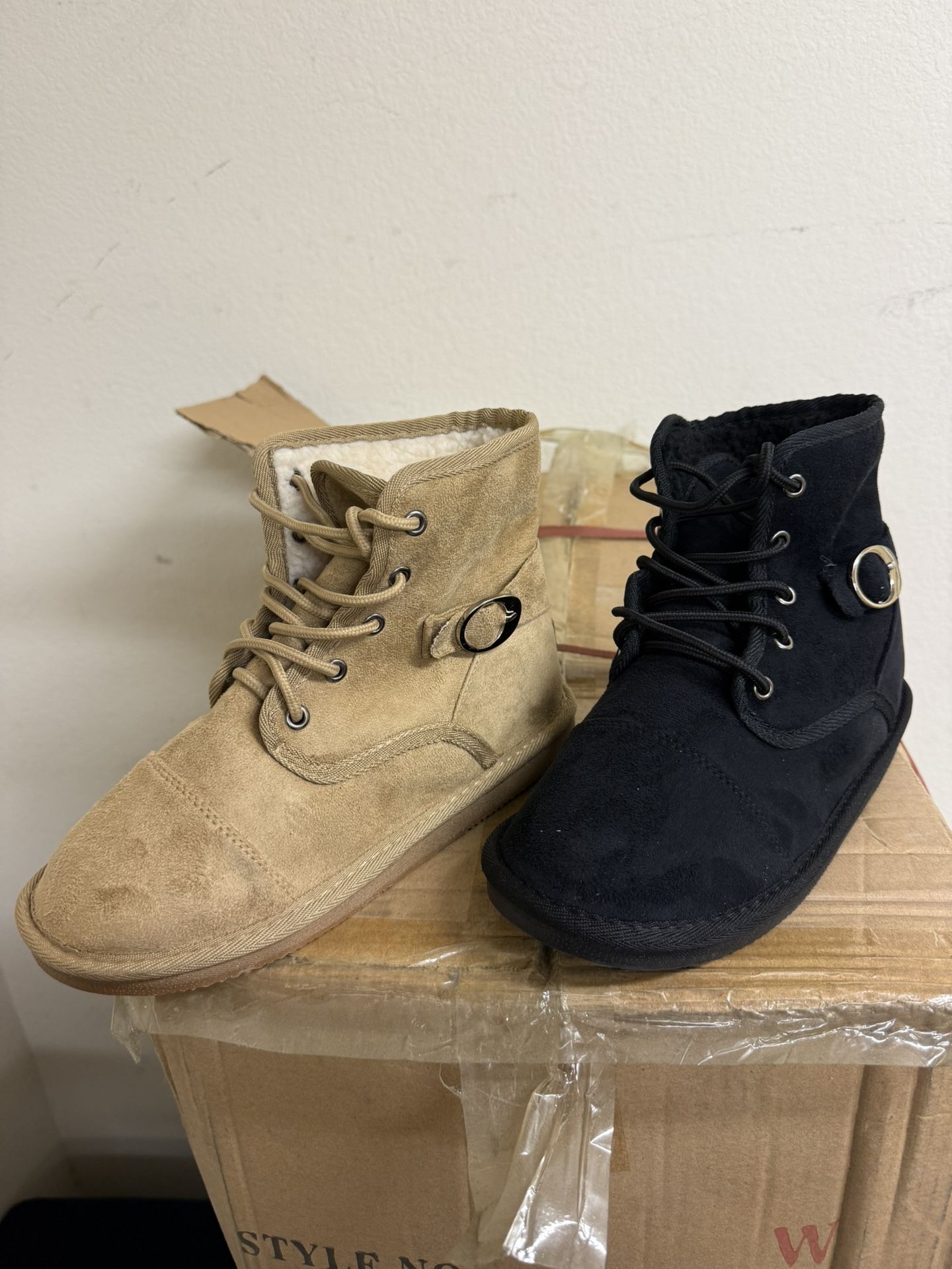 Ladies Winter Boots ( Black and Camel Colors ) 