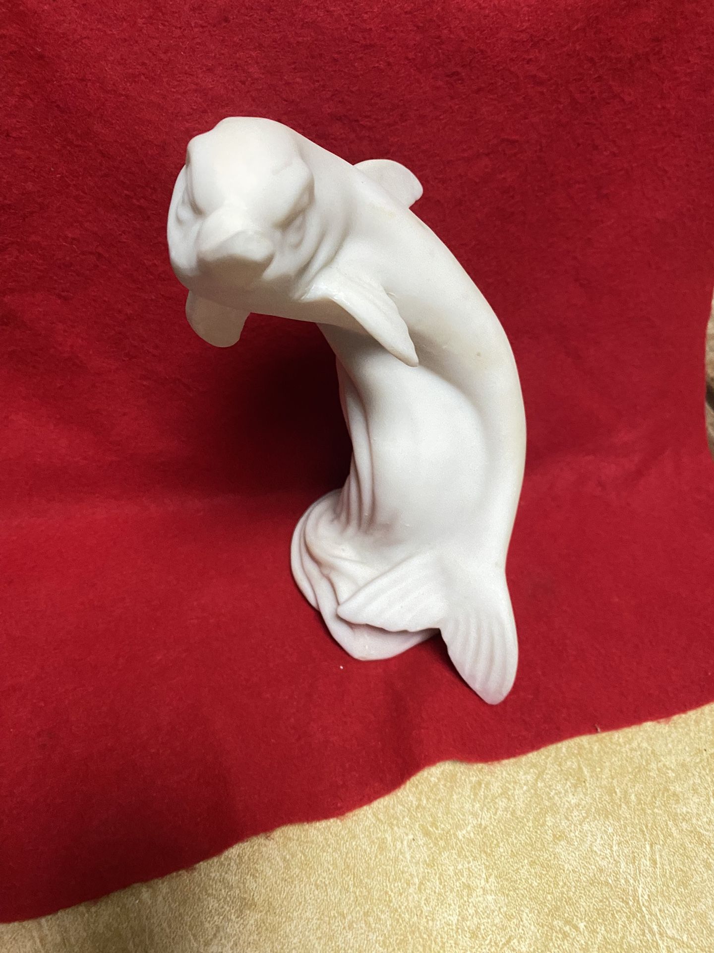 8.5 Inch Alabaster Greek Dolphin Imported From Greece (Repaired Read Description & View Photos)