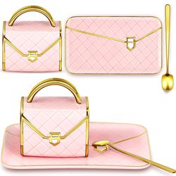 Zubebe 1 Set Coffee Mug Elegant Handbag Shaped Cup Valentine's Day Modern Ceramic Purse Mug with Spoon and Saucer, 10oz Cute Creative Tea Cup for Woma