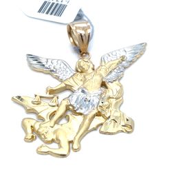 14Kt Two Tone Gold Arc Angel Pendant 6.00g I-1347