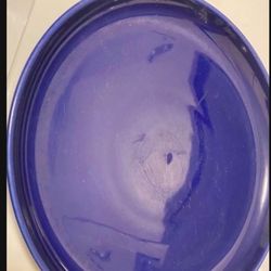 Large 13” Cobalt Blue Ceramic Plant Saucer/Birdbath/Platter