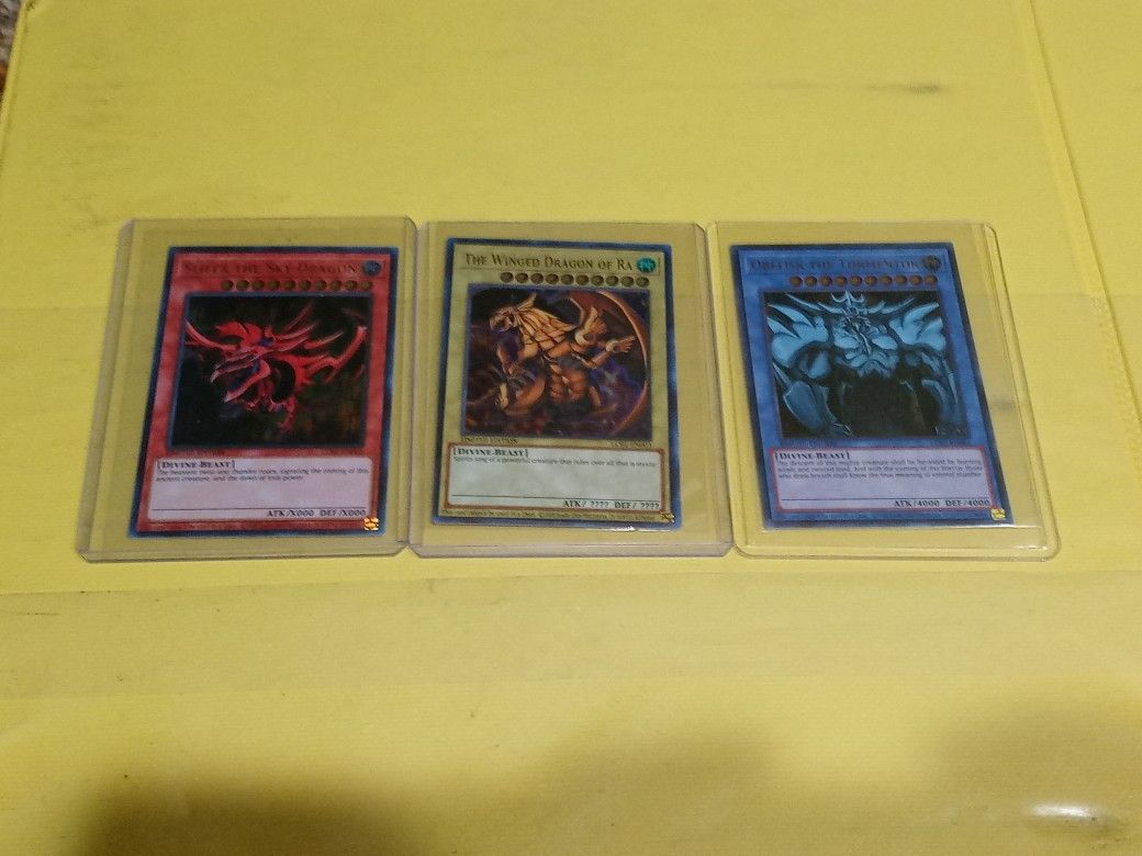 All 3 Egyptian God Cards Yugioh Mint Condition
