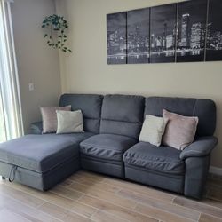 Charcoal Gray Sectional With Storage Space