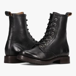 Frye Veronica Women’s Combat Boots Made Of Hand Barnished Vintage Italian Leather