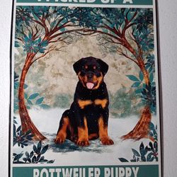 Metal Sign Once Upon A Time Rottweiler Puppy Funny Cute Wall Art Room Aesthetic
