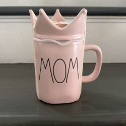 Rae Dunn “MOM” Pink Mug With Crown Topper