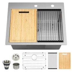 Hykolity 27-Inch by 19” Undermount Workstation Kitchen Sink, 16 Gauge