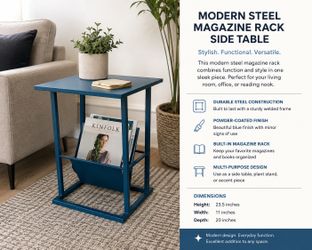 Modern Blue Metal Side Table – $75 OBO
