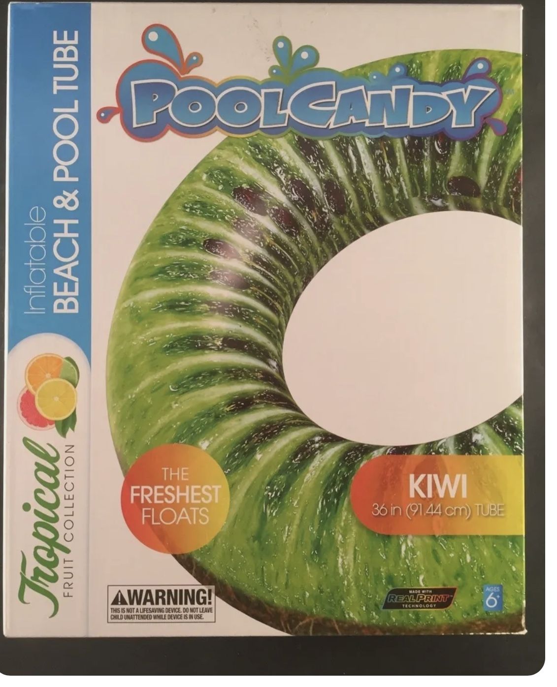 POOL CANDY INFLATEABLE KIWI BEACH & POOL TUBE 36" IN DIAMETER