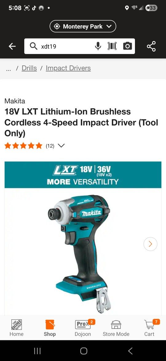 Makita
18V LXT Lithium-Ion Brushless Cordless 4-Speed Impact Driver (Tool Only)