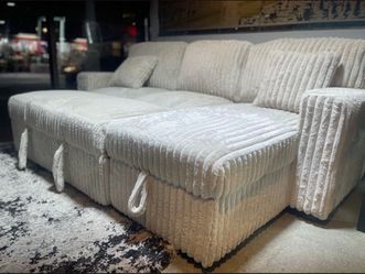 🔥 CORDUROY SLEEPER SECTIONAL – LOADED WITH FEATURES! 🔥