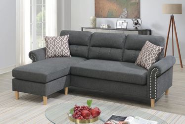 Sectional sofa Reversible chaise Slate Velvet, New Especial price 