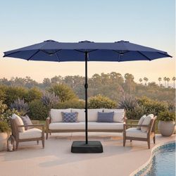 Large Double-Sided Outdoor Patio Umbrella Navy Blue