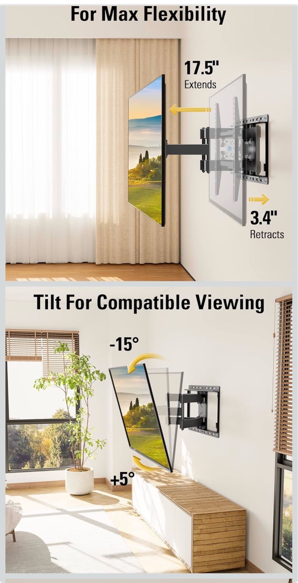 TiBrand New Full Motion TV Wall Mount HG2580 – New in Box