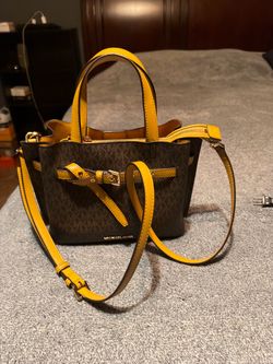 Michael Kors Emilia Small Satchel Shoulder Crossbody Bag MK Brown Marigold 👍🏻