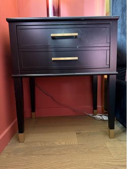Gold and black nightstand set
