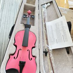 Beginners Violin Strings 4/4 Full Set, WITEK Pink Violin for Beginners with Solidwood w/Hard Case, pink G-9