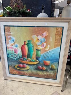 Framed Still Life Art Print with Butterflies