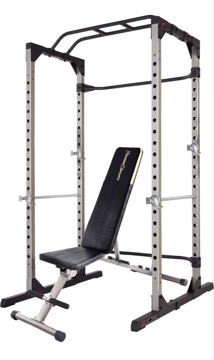 Fitness Reality Squat Rack Power Cage with Lat Pulldown